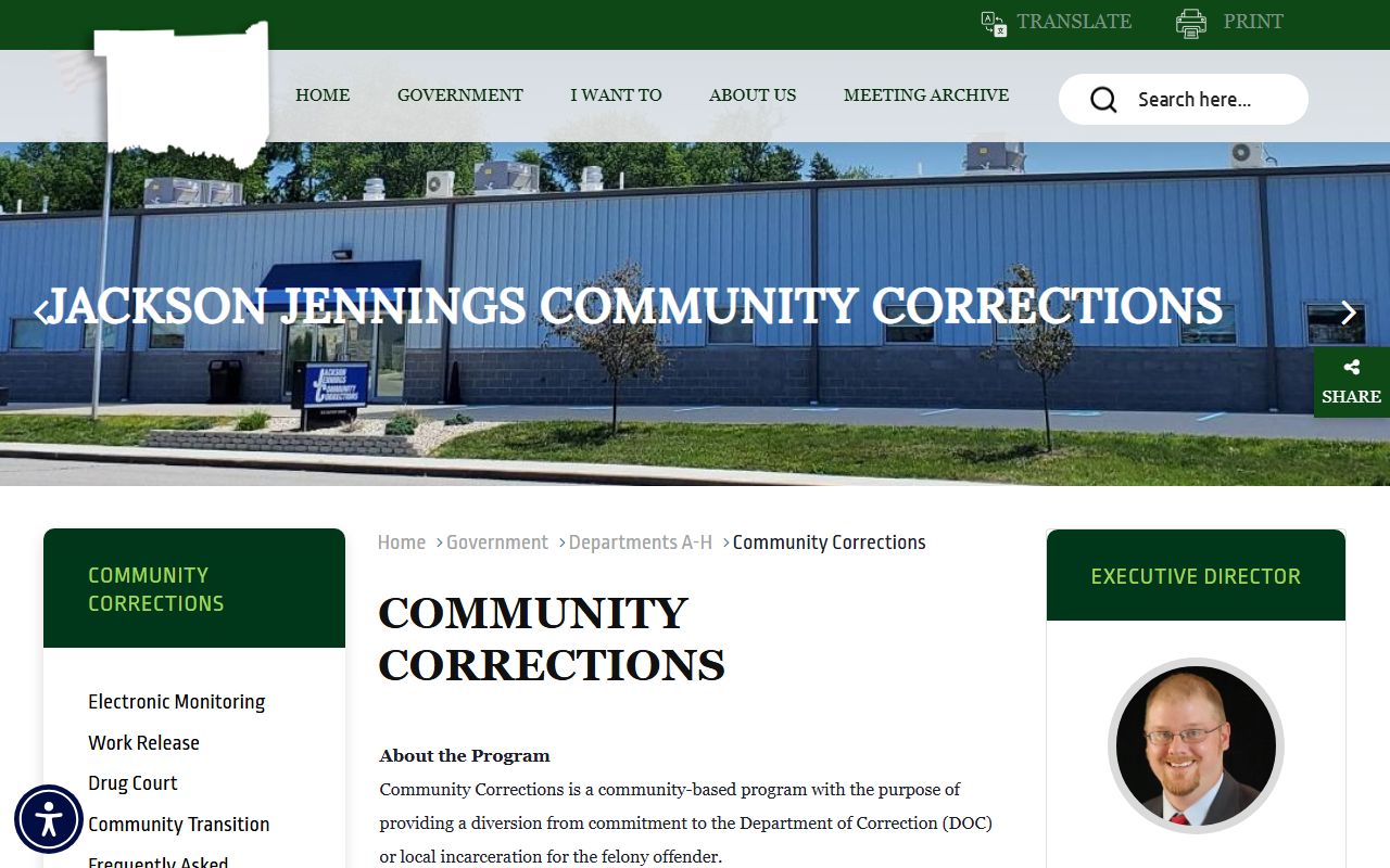 Jackson Jennings Community Corrections overview for work release and supervision records
