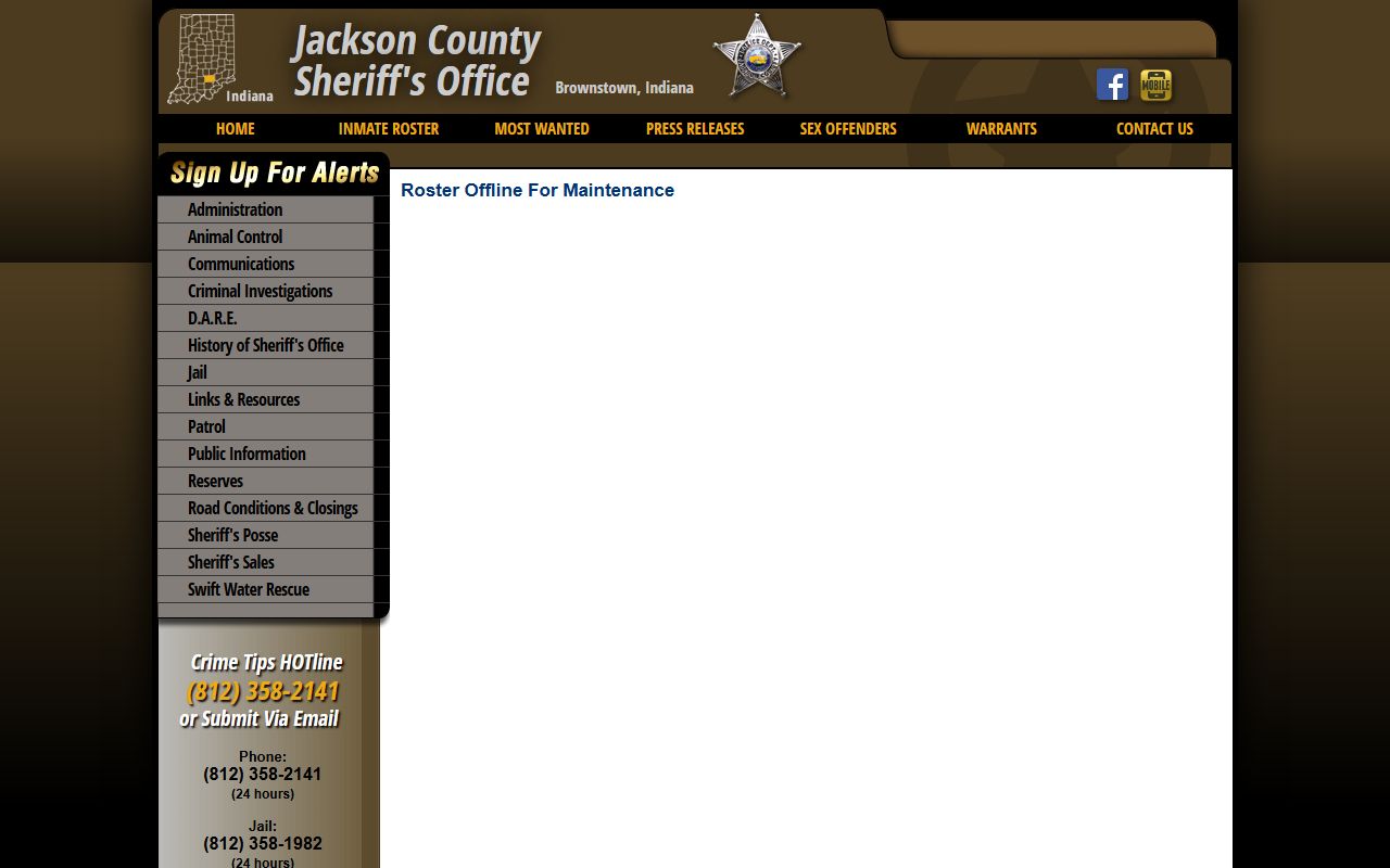 Jackson County inmate profile fields and booking photo slot