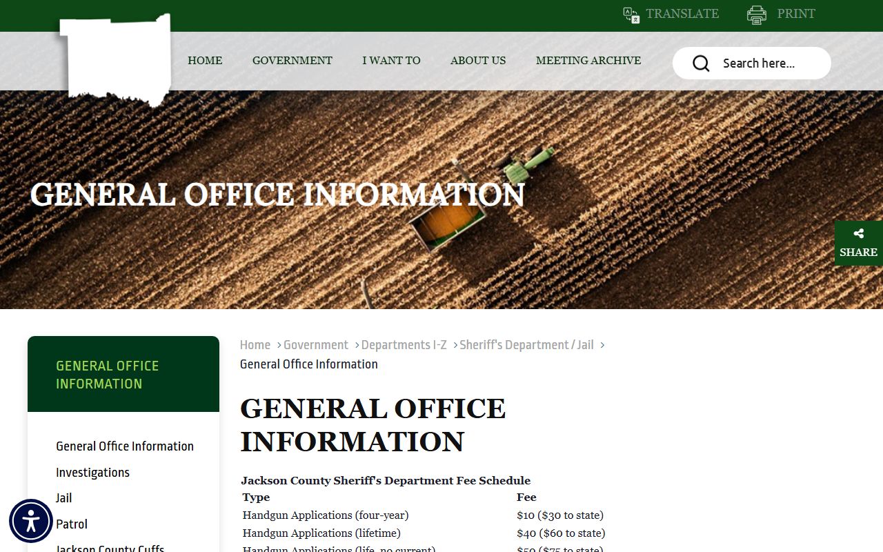 Jackson County jail mugshot and sheriff photograph fee schedule